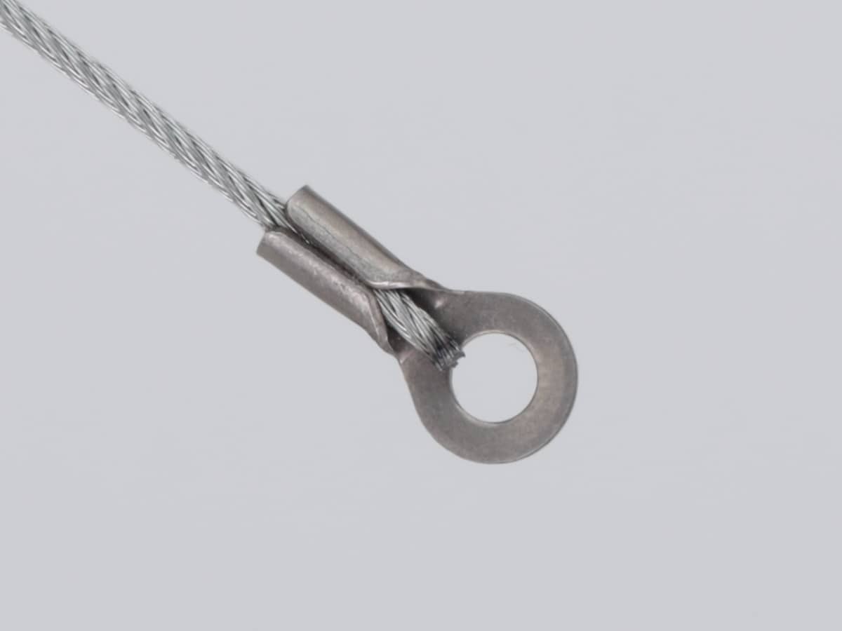 Трос нержавейка, Ø1.5 мм, наконечник кольцо, отверстие Ø4,0 мм