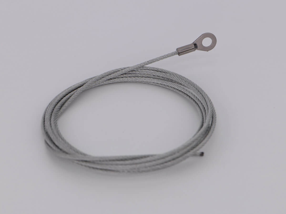 Трос из оцинкованной стали, Ø1.5 мм с кольцом из нержавеющей стали, отверстие Ø3,0 или Ø4,0 мм