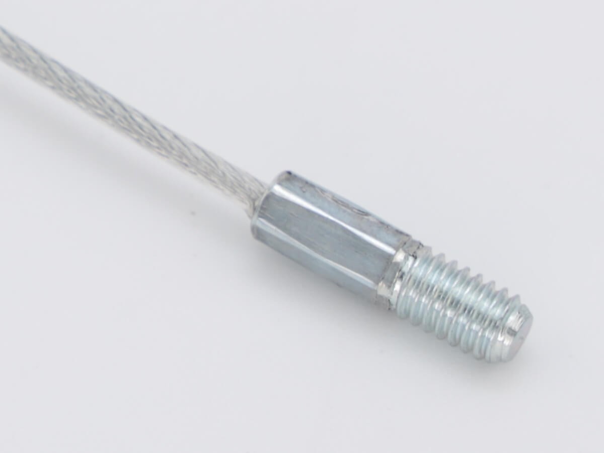 Трос из оцинкованной стали Ø1.2 мм в прозрачной ПВХ-оплетке Ø1.5 мм со шпилькой 14 мм